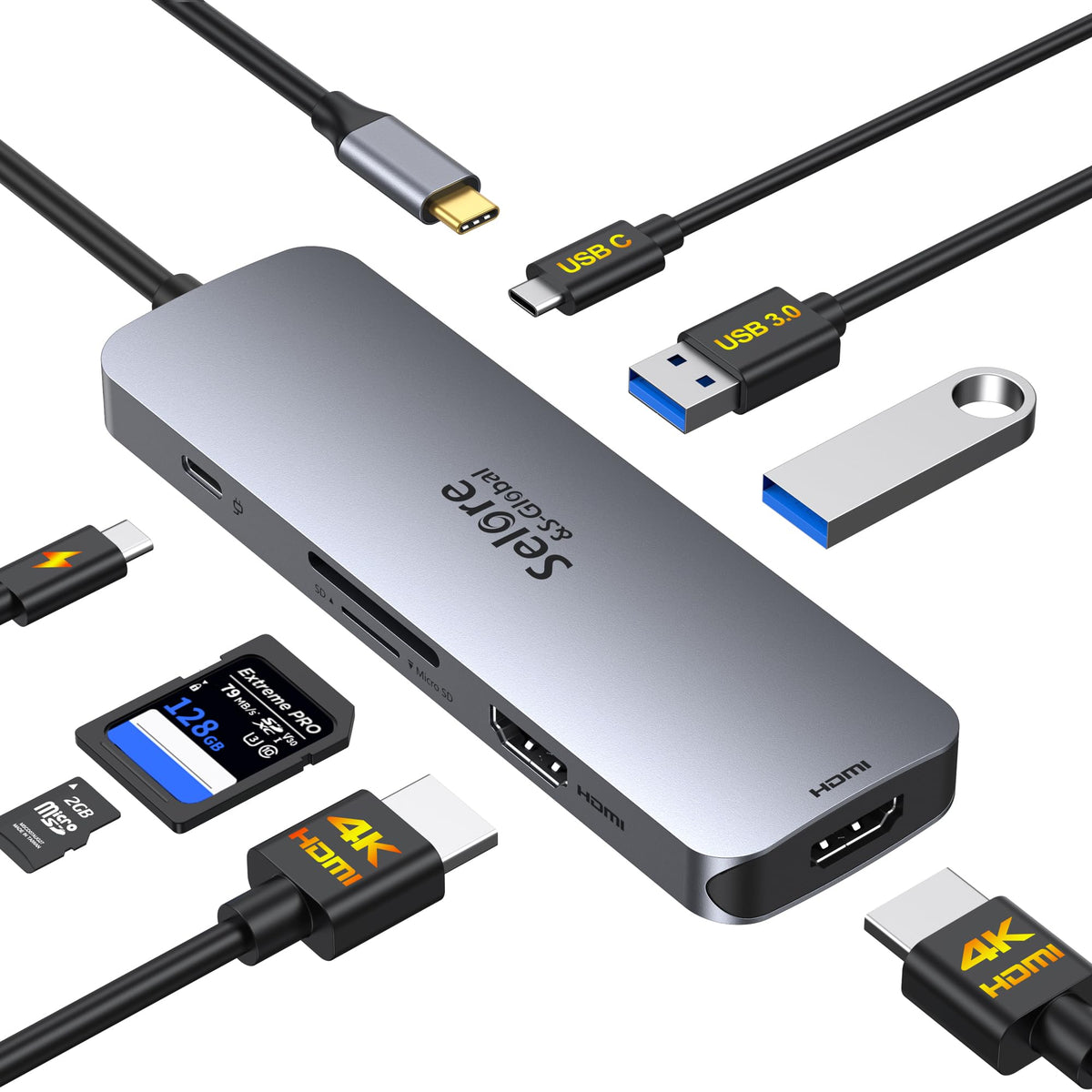 AeroLink™ Core – Dual HDMI USB-C Hub with PD Pass-Through